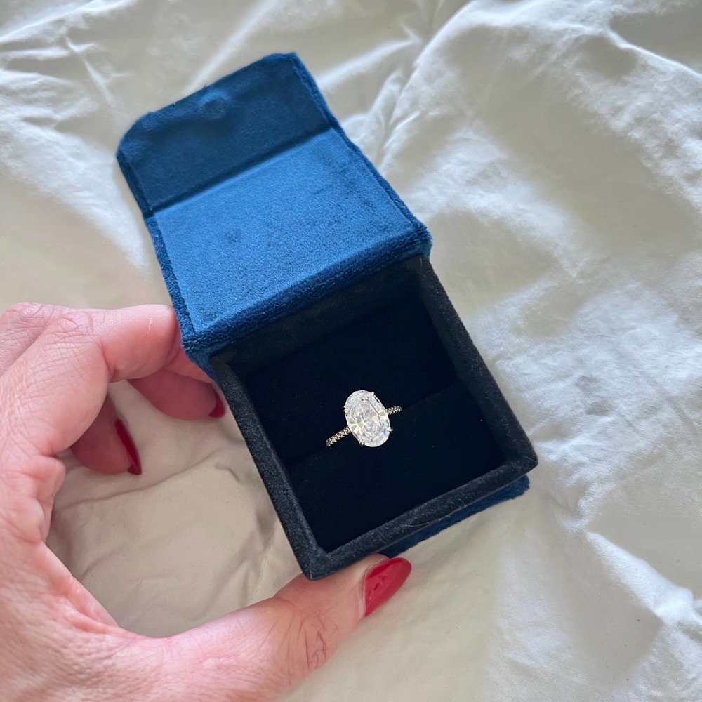 Oval Silver CZ Engagement Ring - US 6.5